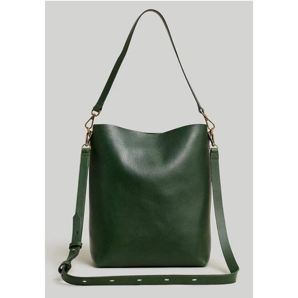 green madewell transport leather bucket bag